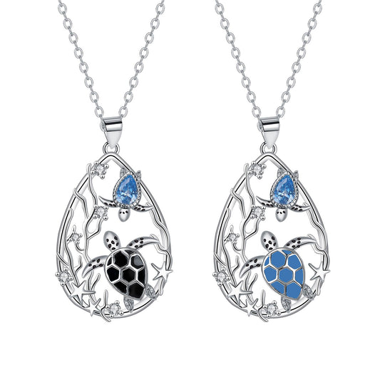 Copper With Silver Plated Turtles Pendant Necklace