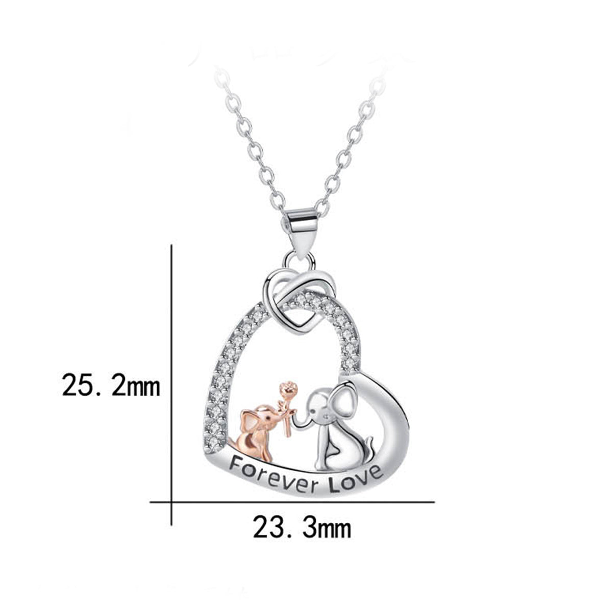 Copper With Silver/Rosegold Plated Heart Pendant Necklace