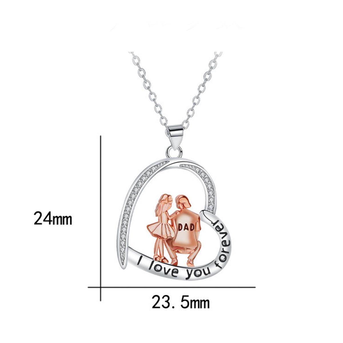 Copper With Silver/Rosegold Plated Heart Pendant Necklace