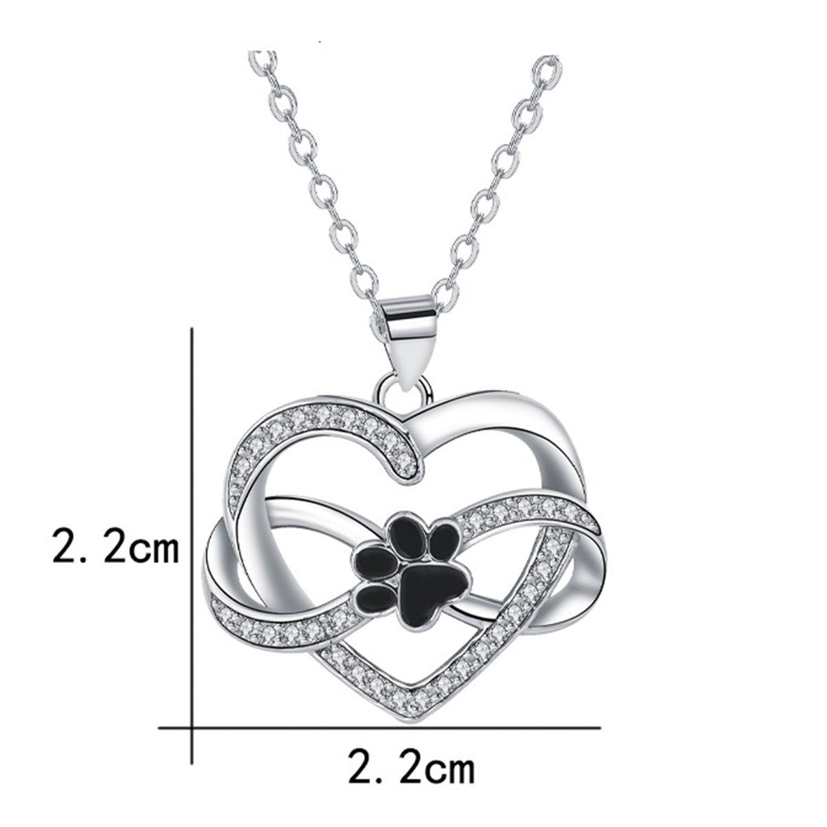 Collar con colgante de corazón infinito de cobre chapado en plata y oro rosa para mujer
