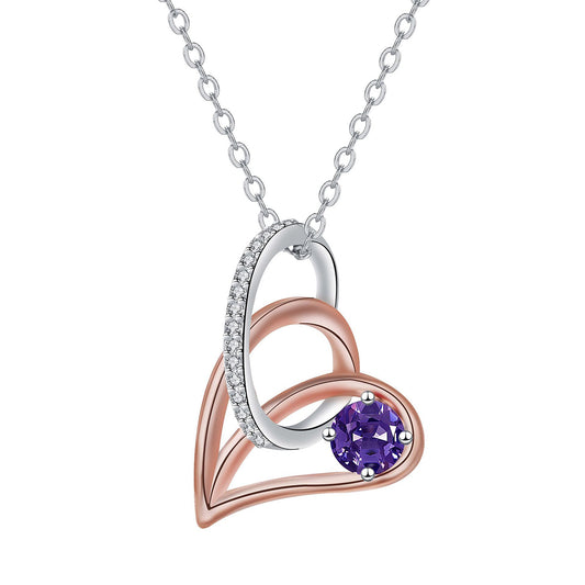 Copper With Silver/Rosegold Plated Heart Pendant Necklace