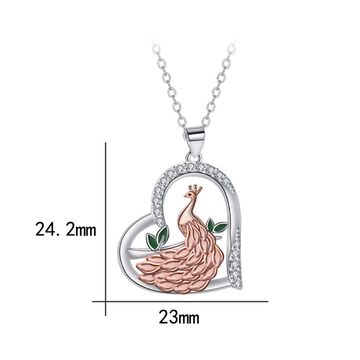 Copper With Silver/Rosegold Plated Peacock Pendant Necklace