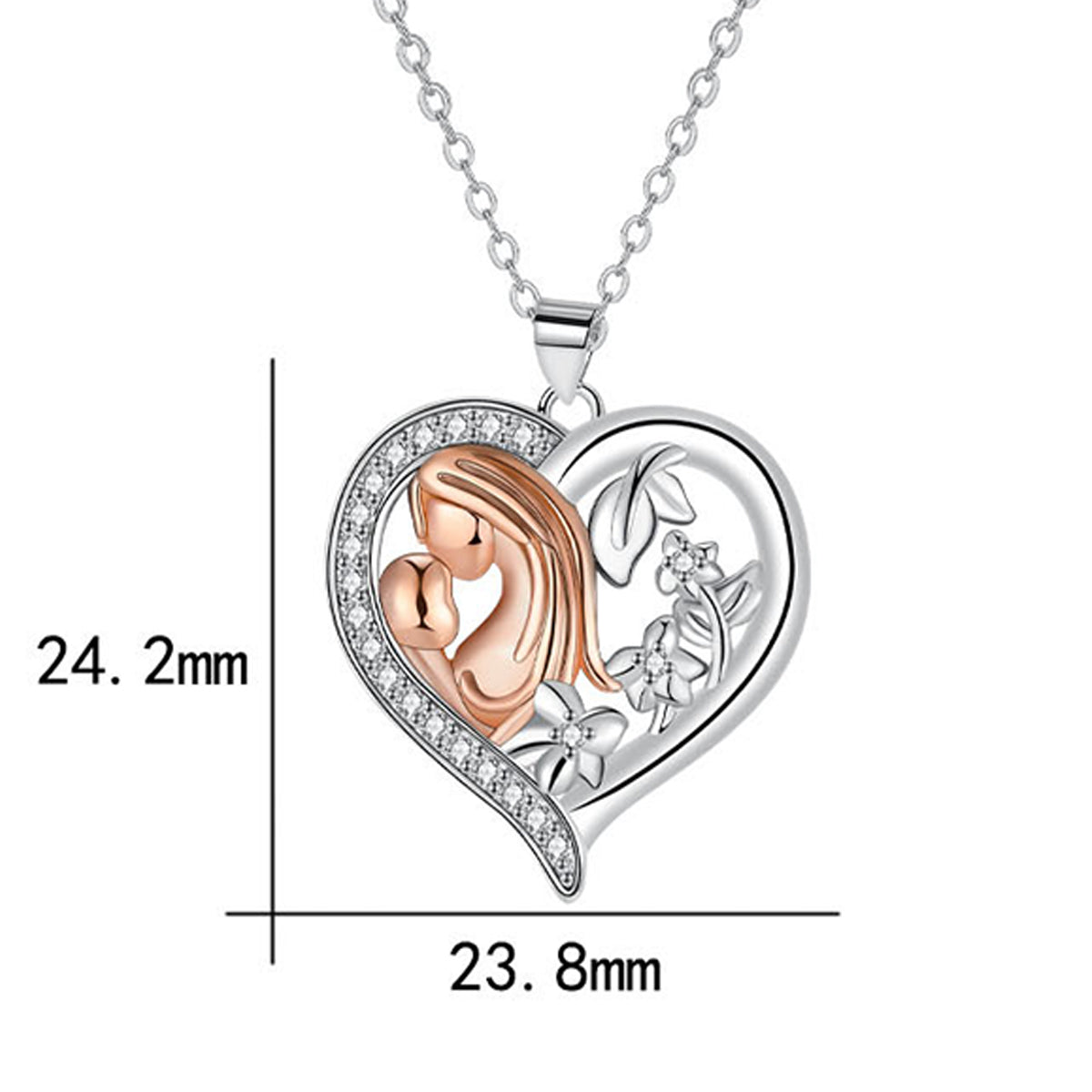 Copper With Silver/Rosegold Plated Heart Pendant Necklace