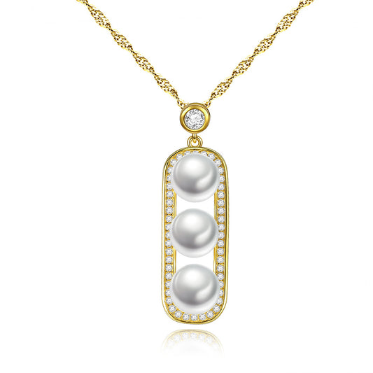 925 Sterling Silver Natural Pearl Drop Necklace Fashion Jewelry Gift for Women Girls