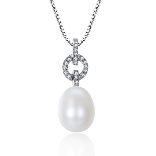 925 Sterling Silver Natural Pearl Drop Necklace Fashion Jewelry Gift for Women Girls