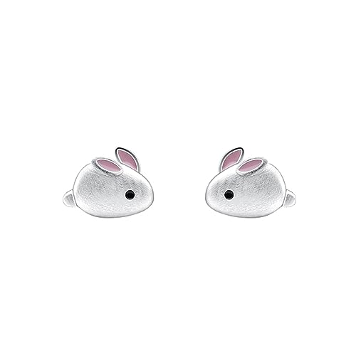 925 Sterling Silver Rabbit Stud Earrings for Children Girls with Screw Back Stud Earrings