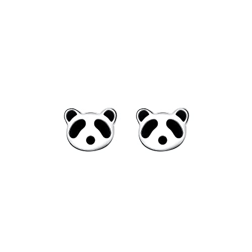 925 Sterling Silver Panda Stud Earrings for Children Girls with Screw Back Stud Earrings