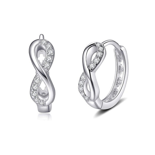 925 Sterling Silver Infinity Fashion Hoop Earrings