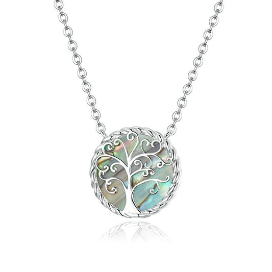925 Sterling Silver Heart Tree of Life Fashion Necklace