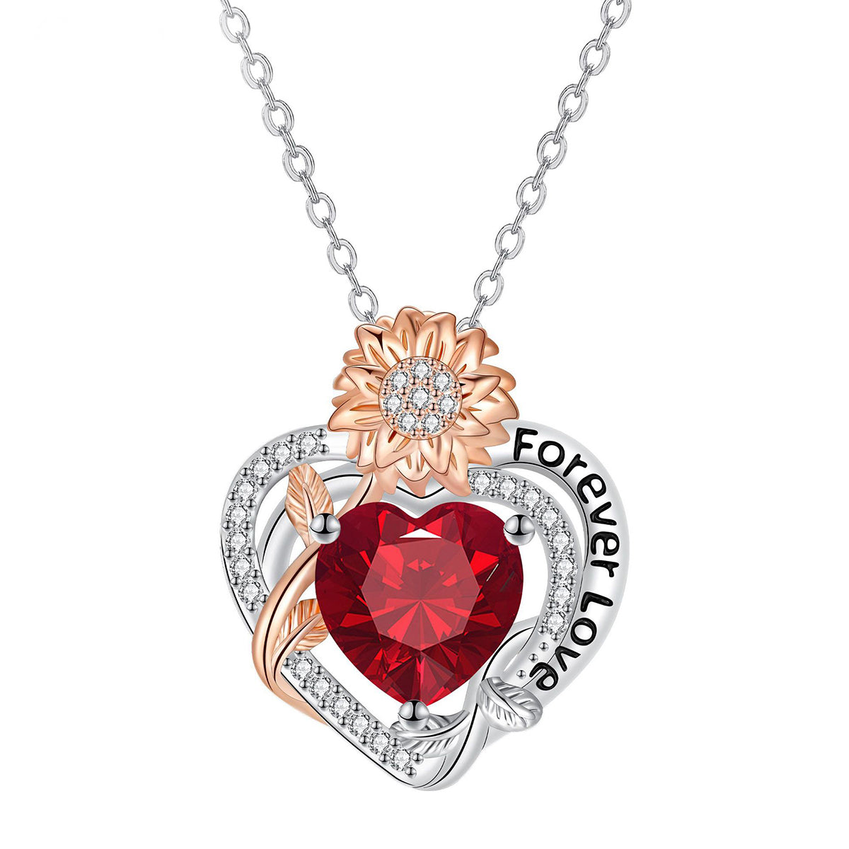 Copper With Silver/Rosegold Plated Heart Pendant Necklace