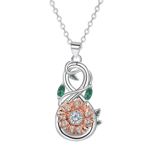 Copper With Silver/Rosegold Plated Infinity Flower Pendant Necklace