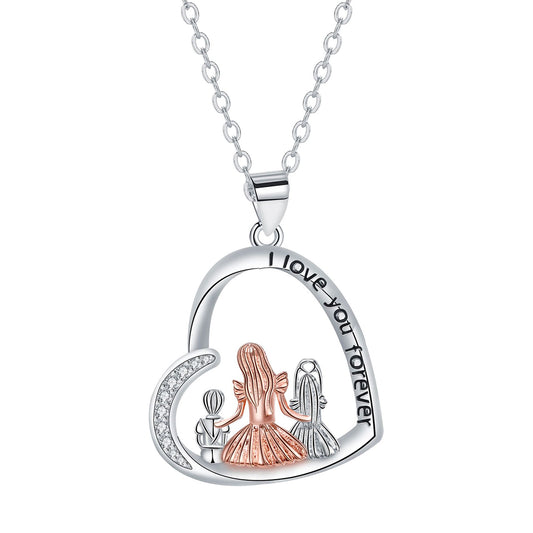 Copper With Silver/Rosegold Plated Heart Pendant Necklace