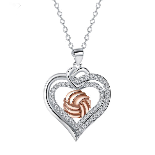 Copper With Silver/Rosegold Plated Heart Pendant Necklace