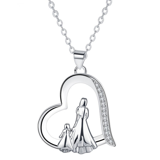 Copper With Silver Plated Heart Pendant Necklace for Women