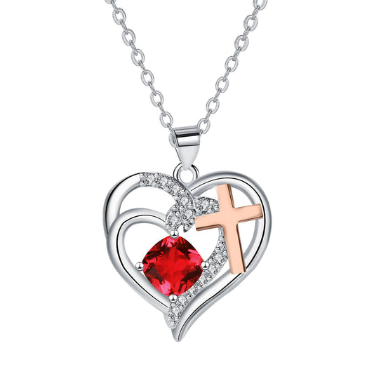 Copper With Silver/Rosegold Plated Heart Pendant Necklace