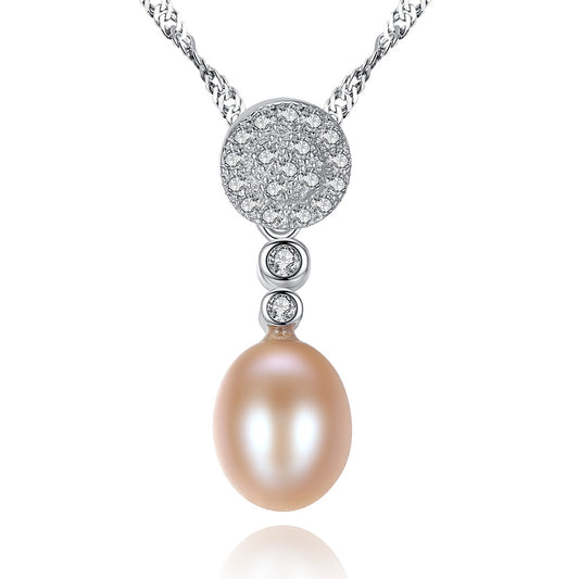 925 Sterling Silver Natural Pearl Drop Necklace Fashion Jewelry Gift for Women Girls