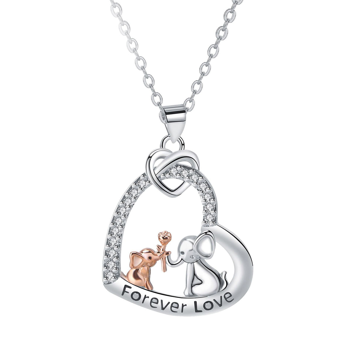 Copper With Silver/Rosegold Plated Heart Pendant Necklace