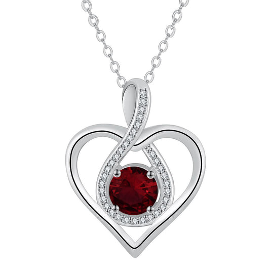 Copper With Silver Plated Heart Pendant Necklace for Women