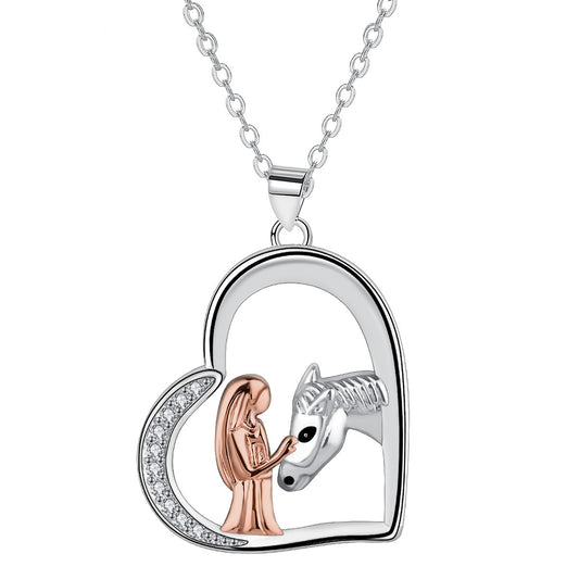 Copper With Silver/Rosegold Plated Heart Pendant Necklace for Women