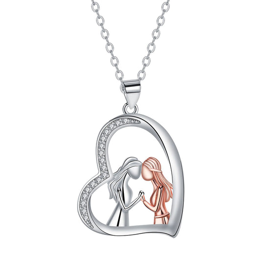 Copper With Silver/Rosegold Plated Heart Pendant Necklace