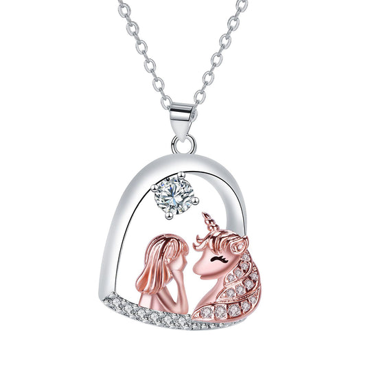 Copper With Silver/Rosegold Plated Heart Pendant Necklace