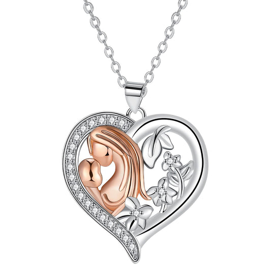 Copper With Silver/Rosegold Plated Heart Pendant Necklace