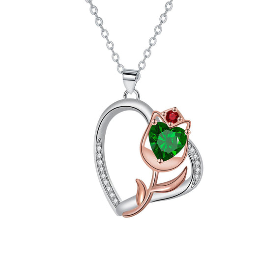 Copper With Silver/Rosegold Plated Heart Pendant Necklace