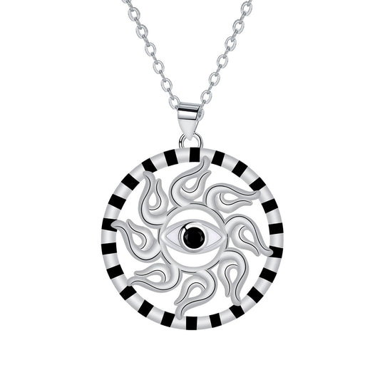 Copper With Silver Plated Circle Pendant Necklace