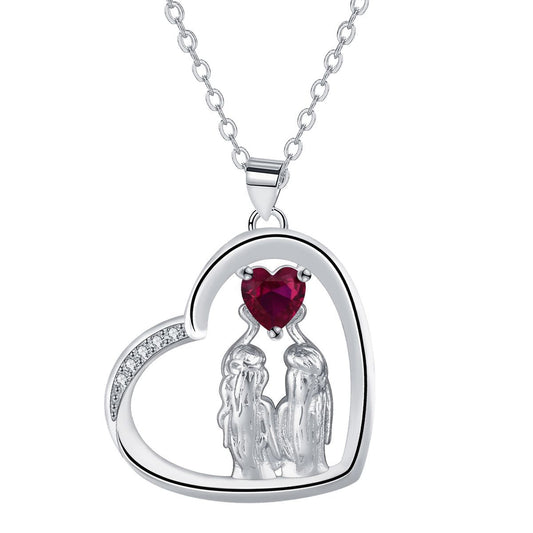 Copper With Silver Plated Heart Pendant Necklace