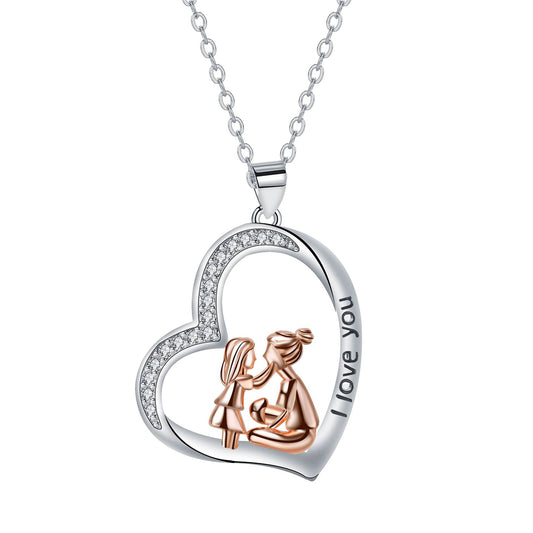 Copper With Silver/Rosegold Plated Heart Pendant Necklace