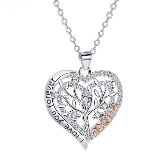 Copper With Silver/Rosegold Plated Heart Tree of Life Pendant Necklace