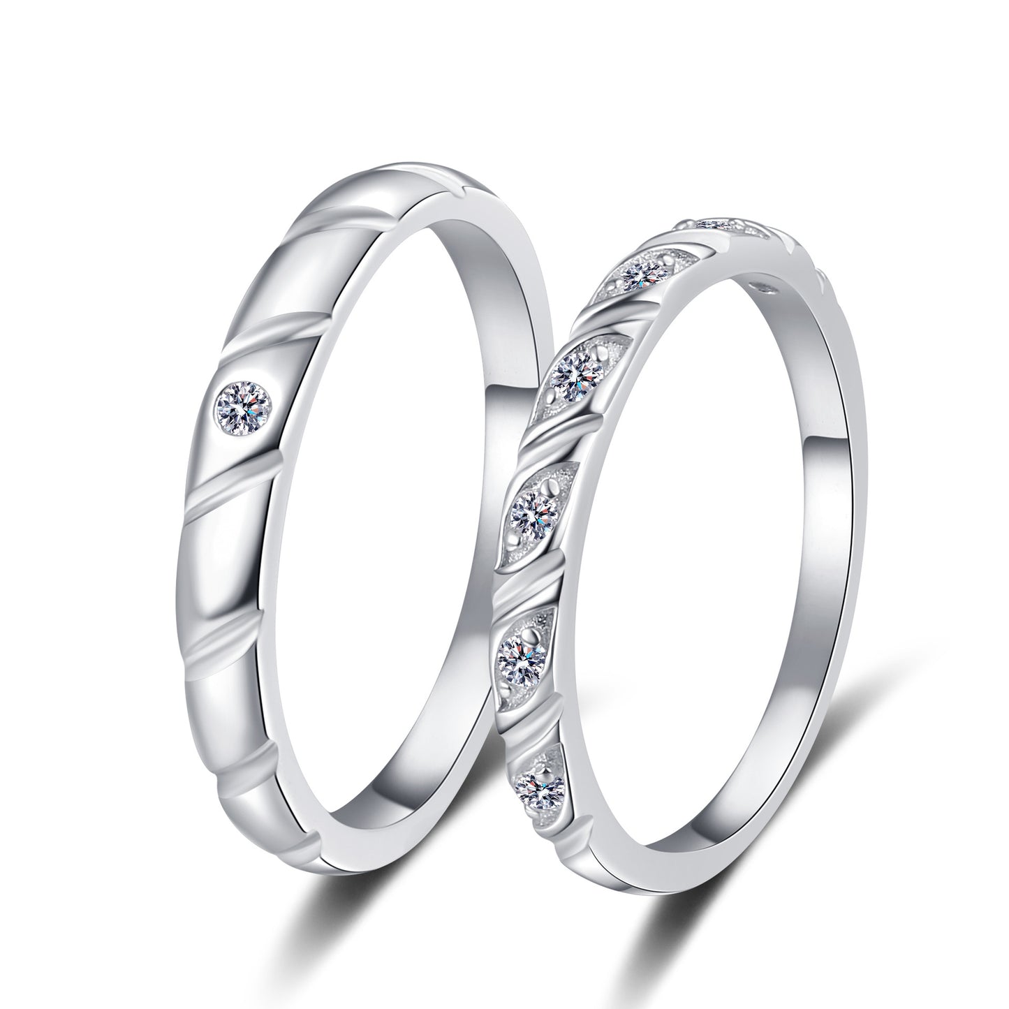925 Sterling Silver Elegant Fashion Engagement Couple Rings