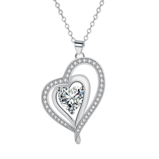 Copper With Silver Plated Heart Butterfly Pendant Necklace