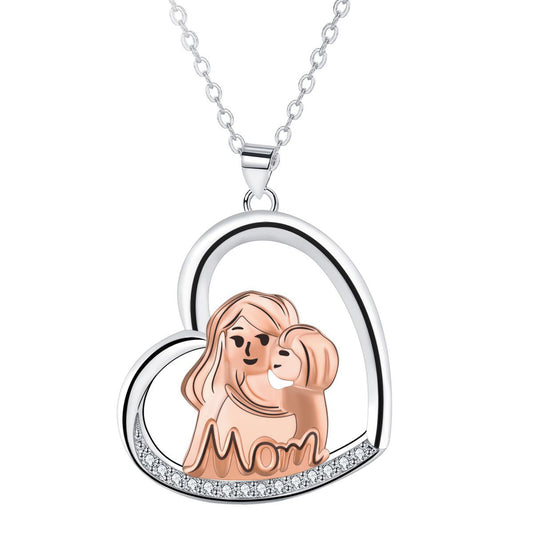 Copper With Silver/Rosgold Plated Heart Pendant Necklace