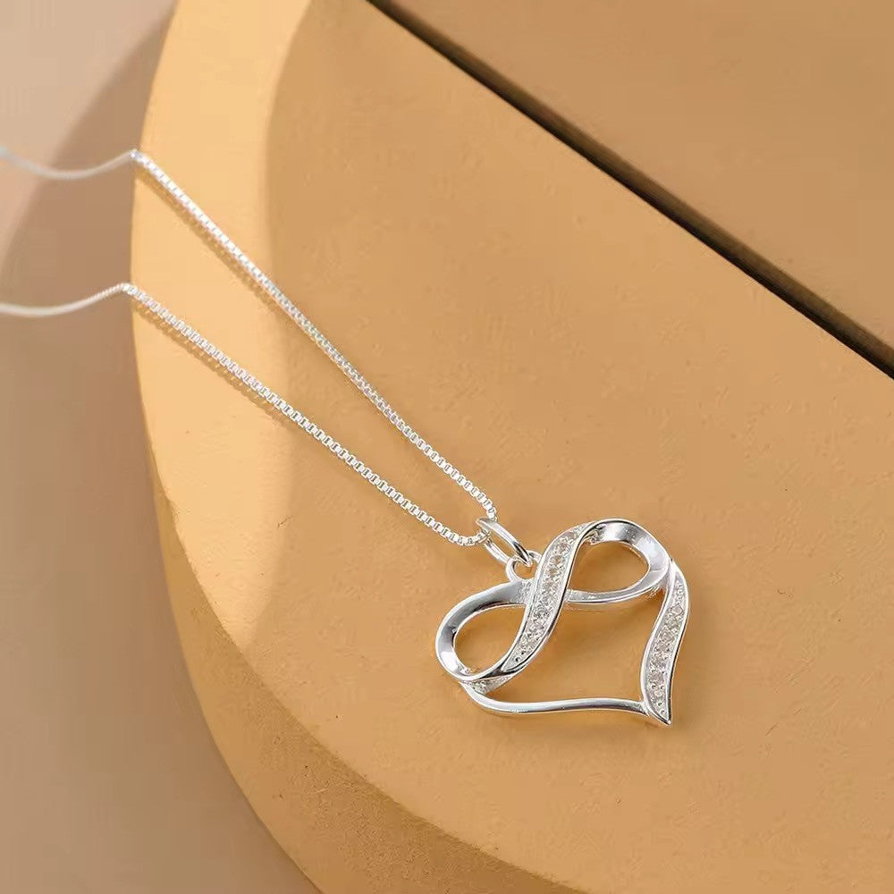 925 Sterling Silver Infinity Heart Necklace for Girls Women