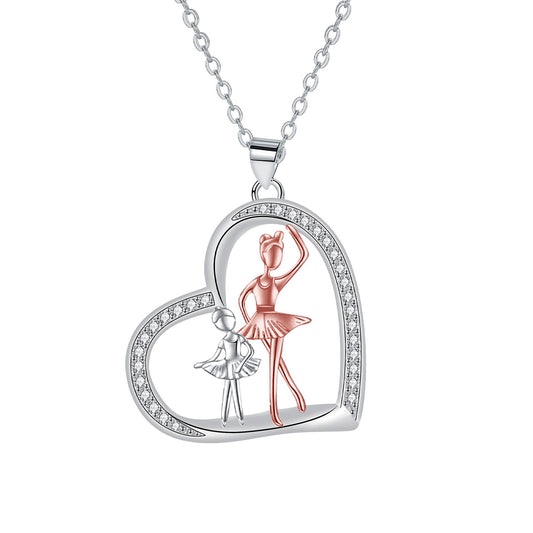 Copper With Silver/Rosegold Plated Heart Pendant Necklace