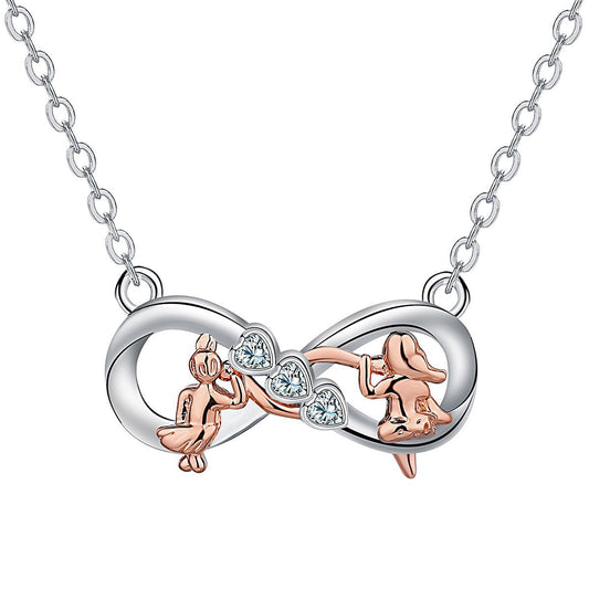 Copper With Silver/Rosegold Plated Infinity Pendant Necklace for Women
