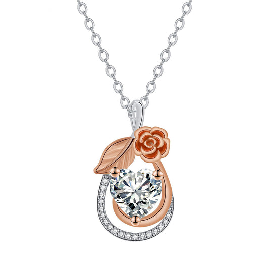 Copper With Silver/Rosegold Plated Flower Pendant Necklace