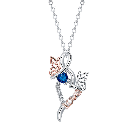 Copper With Silver/Rosegold Plated Butterfly Pendant Necklace