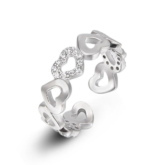 925 Sterling Silver Heart Fashion Ring