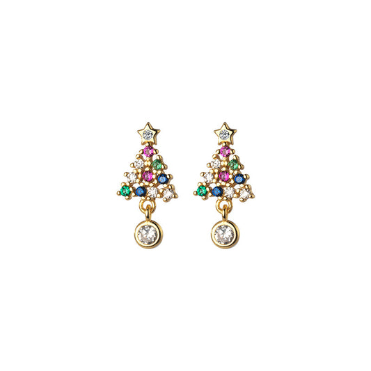 925 Sterling Silver Christmas Tree Festival Earrings