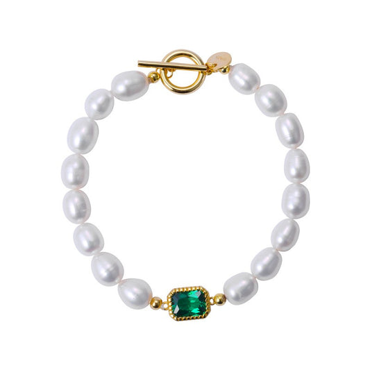 925 Sterling Silver Pearl Bracelet Fashion Jewelry Gift for Women Girls