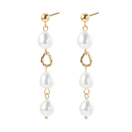 925 Sterling Silver Natural Pearl Earrings Fashion Jewelry Gift for Women Girl