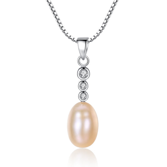 925 Sterling Silver Natural Pearl Drop Necklace Fashion Jewelry Gift for Women Girls