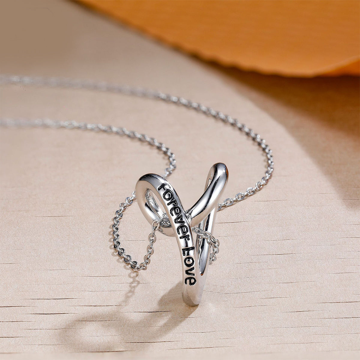 Copper With Silver Plated Forever Love Pendant Necklace