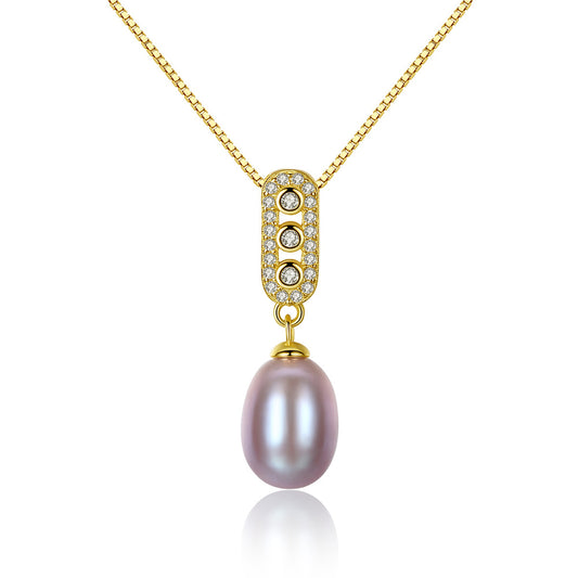 925 Sterling Silver Natural Pearl Drop Necklace Fashion Jewelry Gift for Women Girls