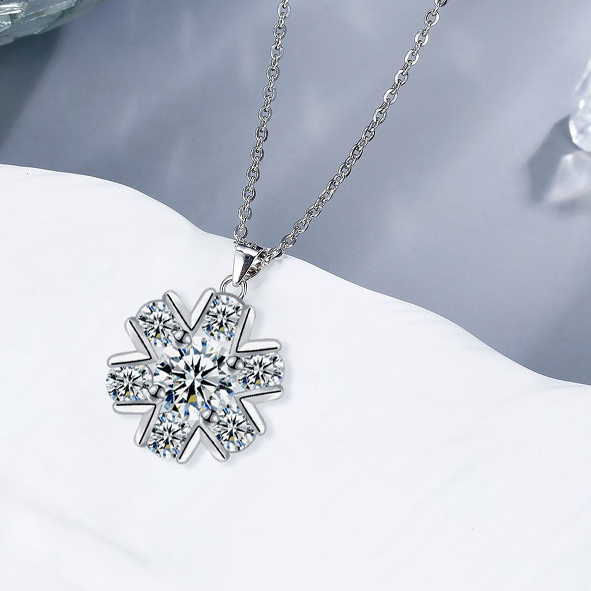 Copper With Silver Plated Snowflake Pendant Necklace