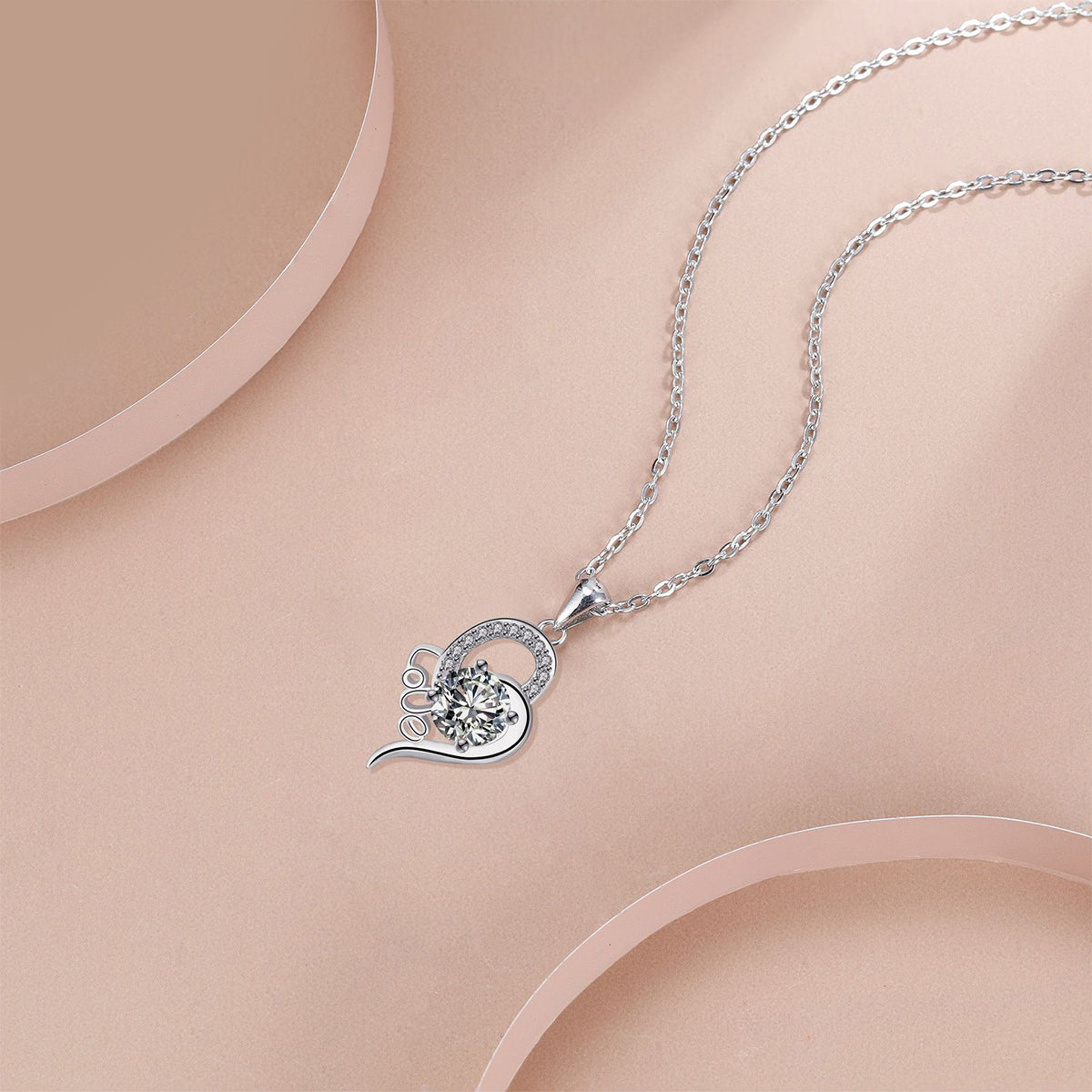 Copper With Silver Plated Foreve Heart Love Pendant Necklace