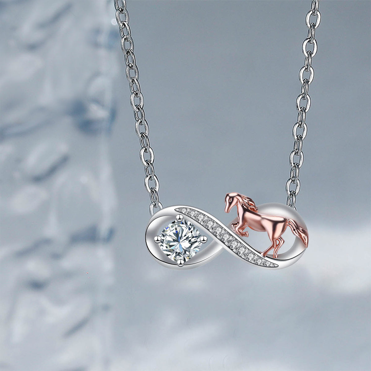 Copper With Silver/Rosegold Plated Infinity Pendant Necklace