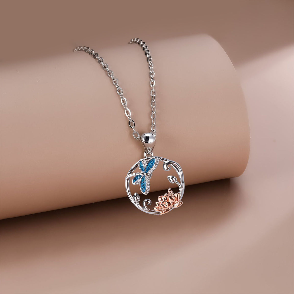 Copper With Silver/Rosegold Plated Flower Pendant Necklace